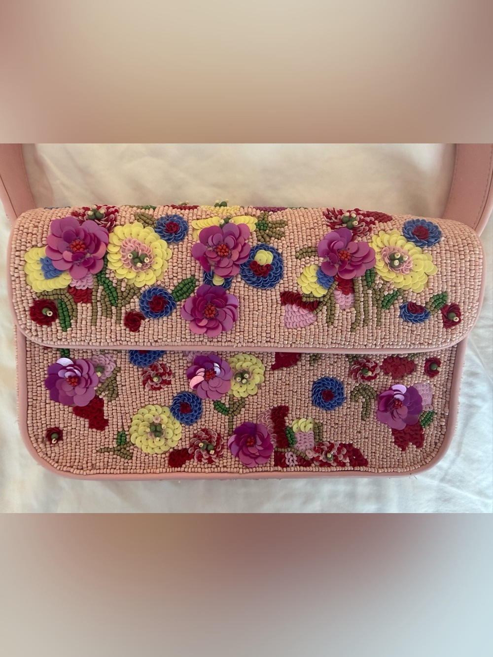 STAUD Tommy Pink Floral Beaded Shoulder Bag - Picture 3 of 11